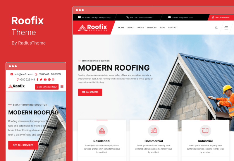Roofix 主题 - 屋顶服务 WordPress 主题