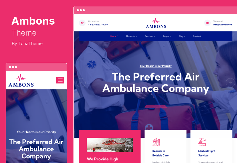 Ambons 主題 - 救護車服務 WordPress 主題