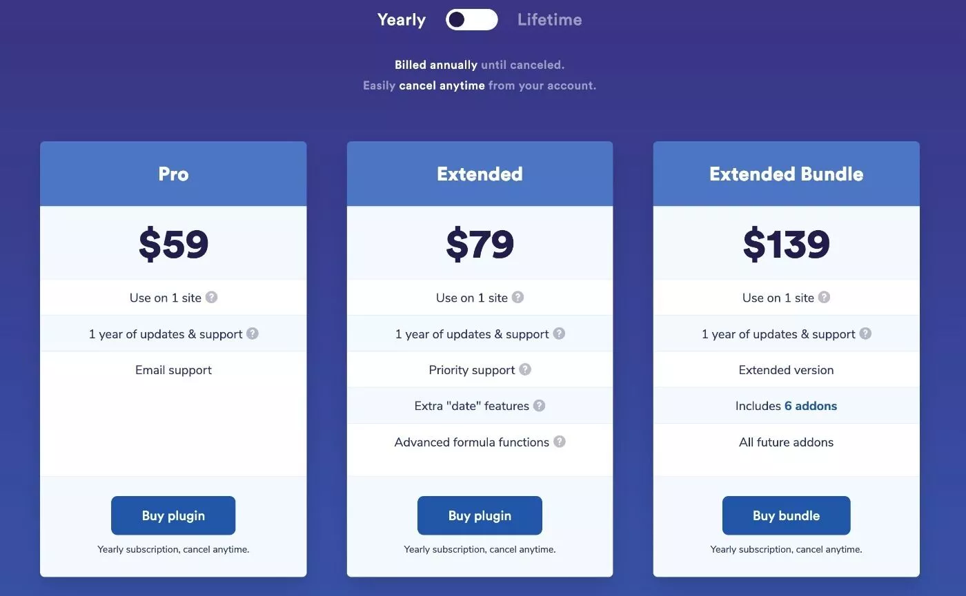 WooCommerce 1년 가격 책정을 위한 고급 제품 필드