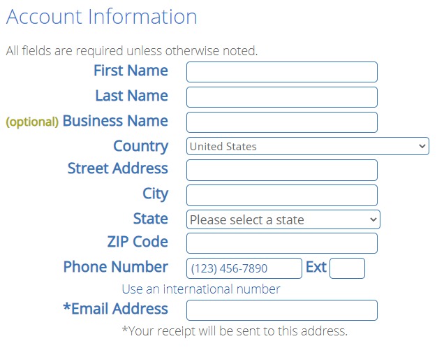 Crea il tuo account Bluehost