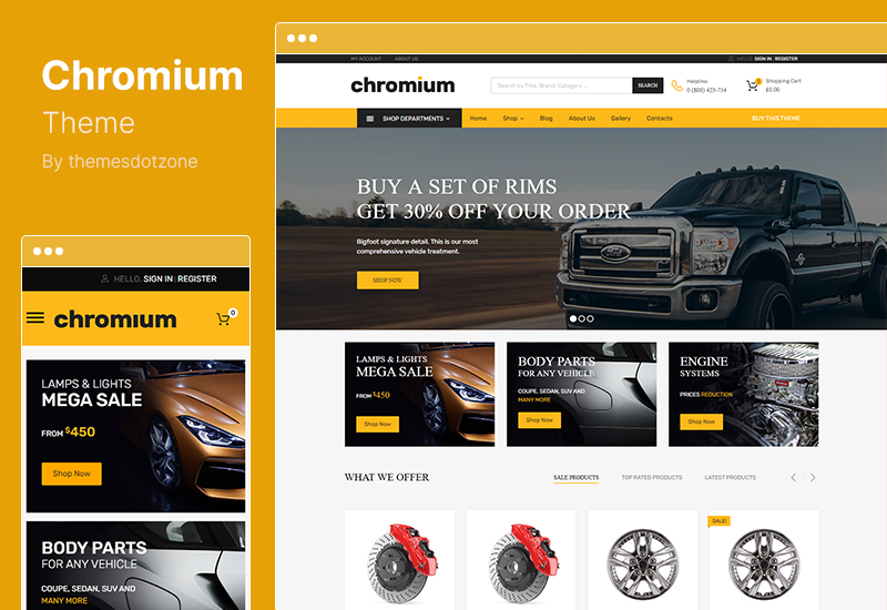 Chromium 主題 - 汽車配件店 Elementor WordPress 主題