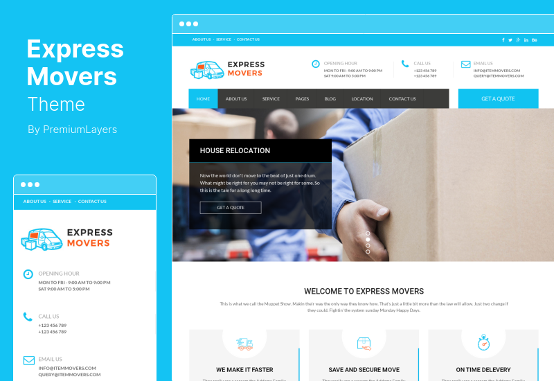Tema Express Movers - Tema WordPress Perusahaan Bergerak