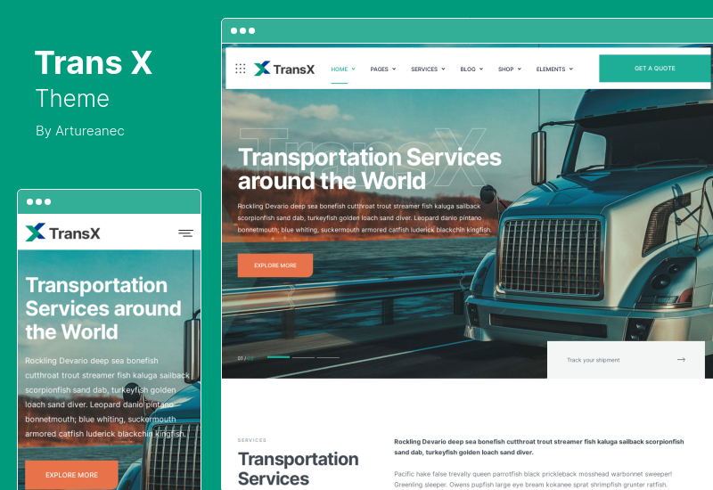 Tema TransX - Tema WordPress Transportasi & Logistik