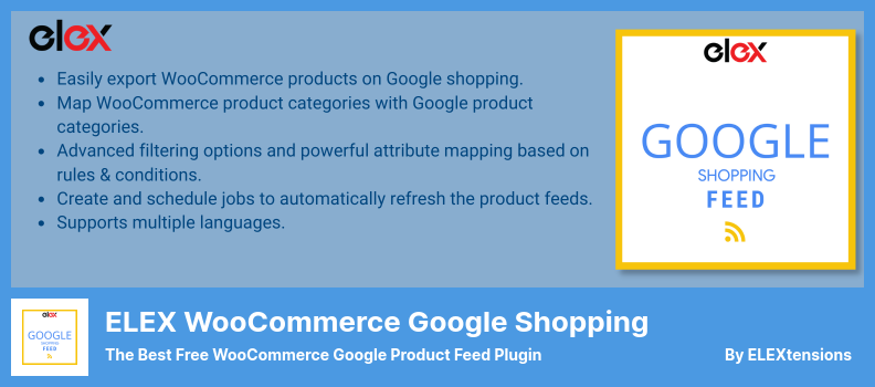 ELEX WooCommerce 谷歌購物插件 - 最好的免費 WooCommerce 谷歌產品提要插件