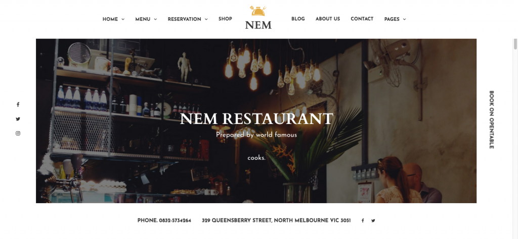 餐厅的 nem wordpress 主题