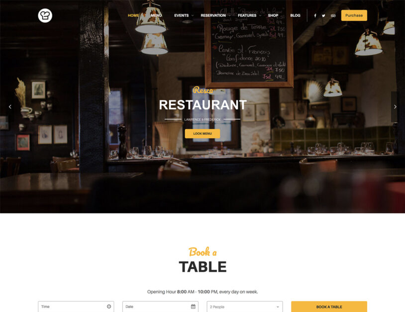 餐厅的 resca wordpress 主题