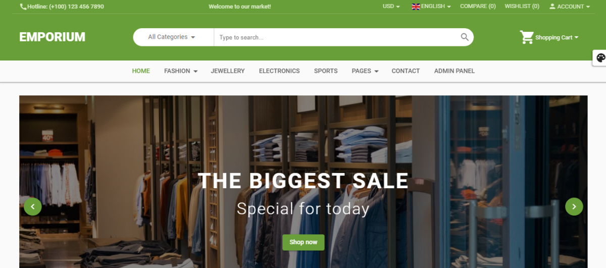 เทมเพลตร้านค้าออนไลน์ของ emporium wordpress