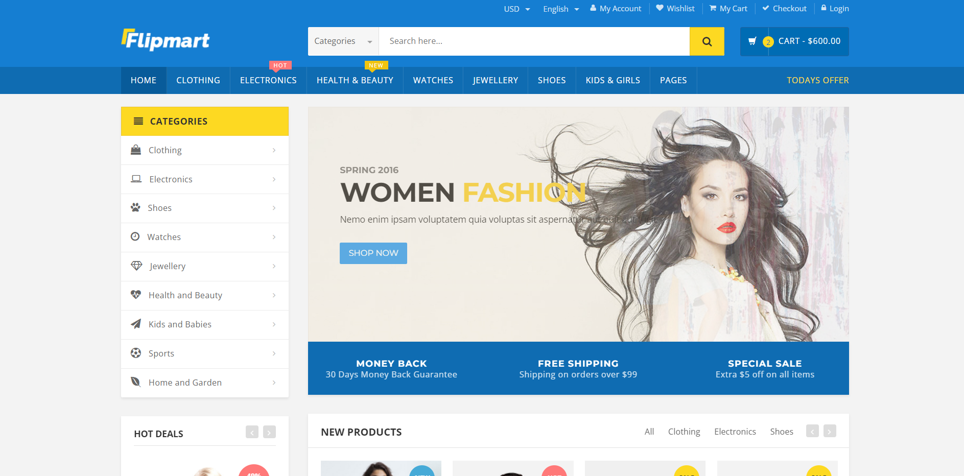 เทมเพลต wordpress ที่ตอบสนองของ flipmart