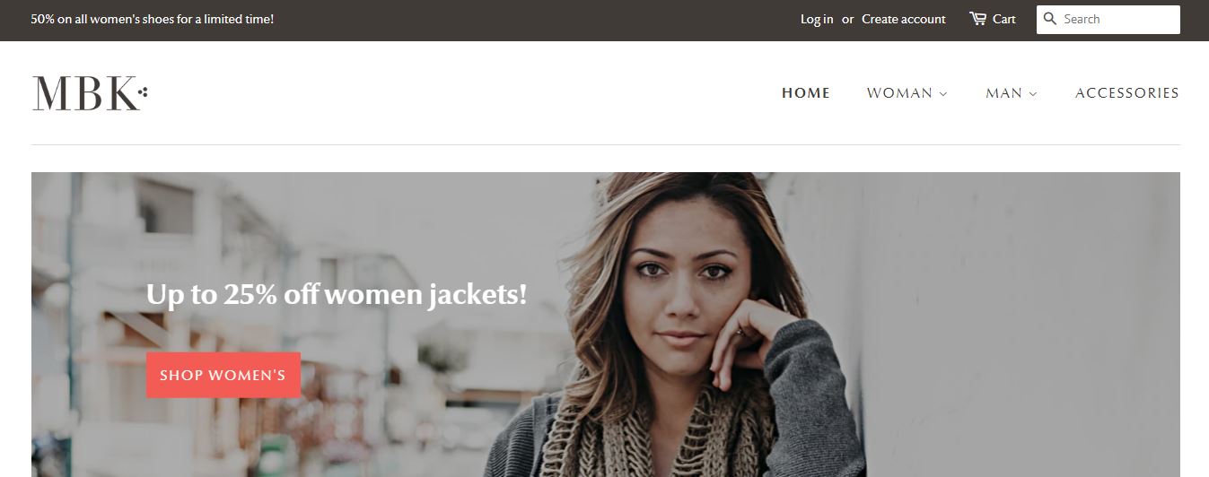 最小限の無料の Shopify テーマのダウンロード