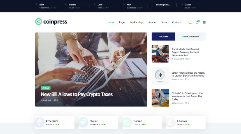 5+ ธีม WordPress NFT ยอดนิยม 3 Coinpress WordPress Theme