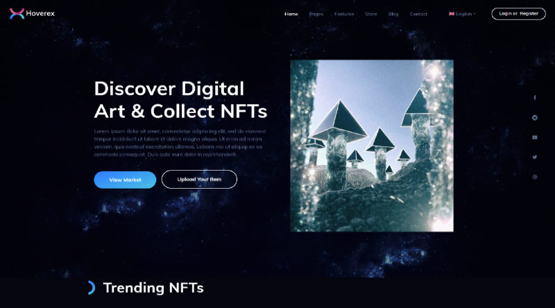 5+ ธีม WordPress NFT ยอดนิยม 4 Hoverex WordPress Theme