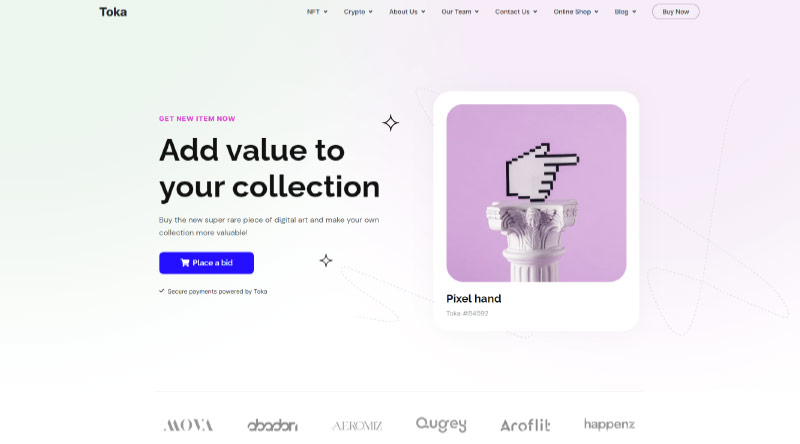 ธีม WordPress NFT 5+ ยอดนิยม 6 Toka WordPress Theme