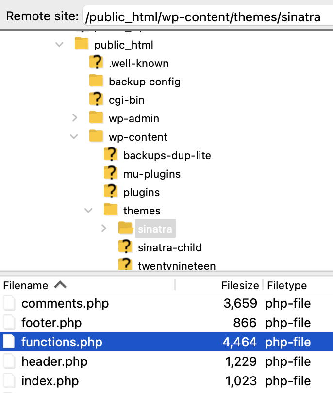 ค้นหาไฟล์ functions.php ในโฟลเดอร์ธีม