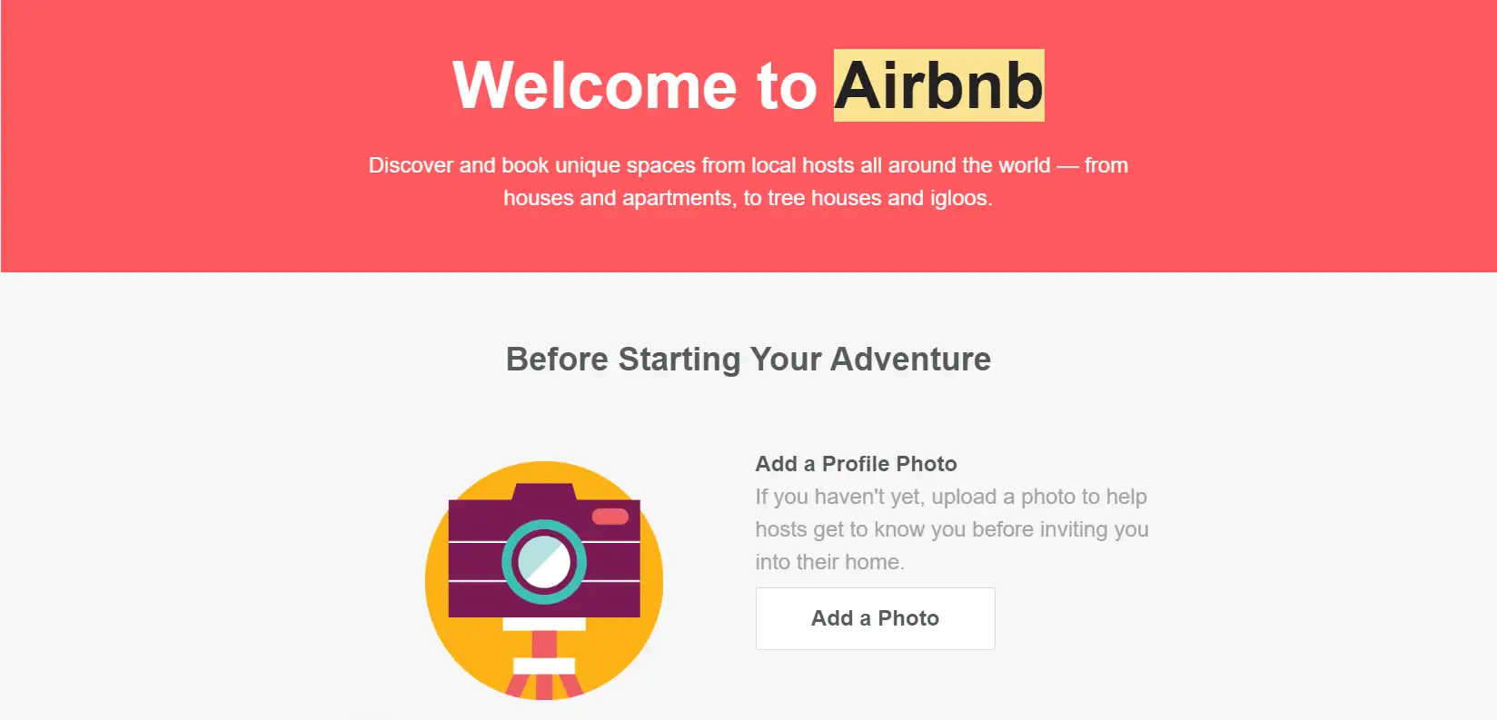 AirBnb 欢迎邮件系列示例。