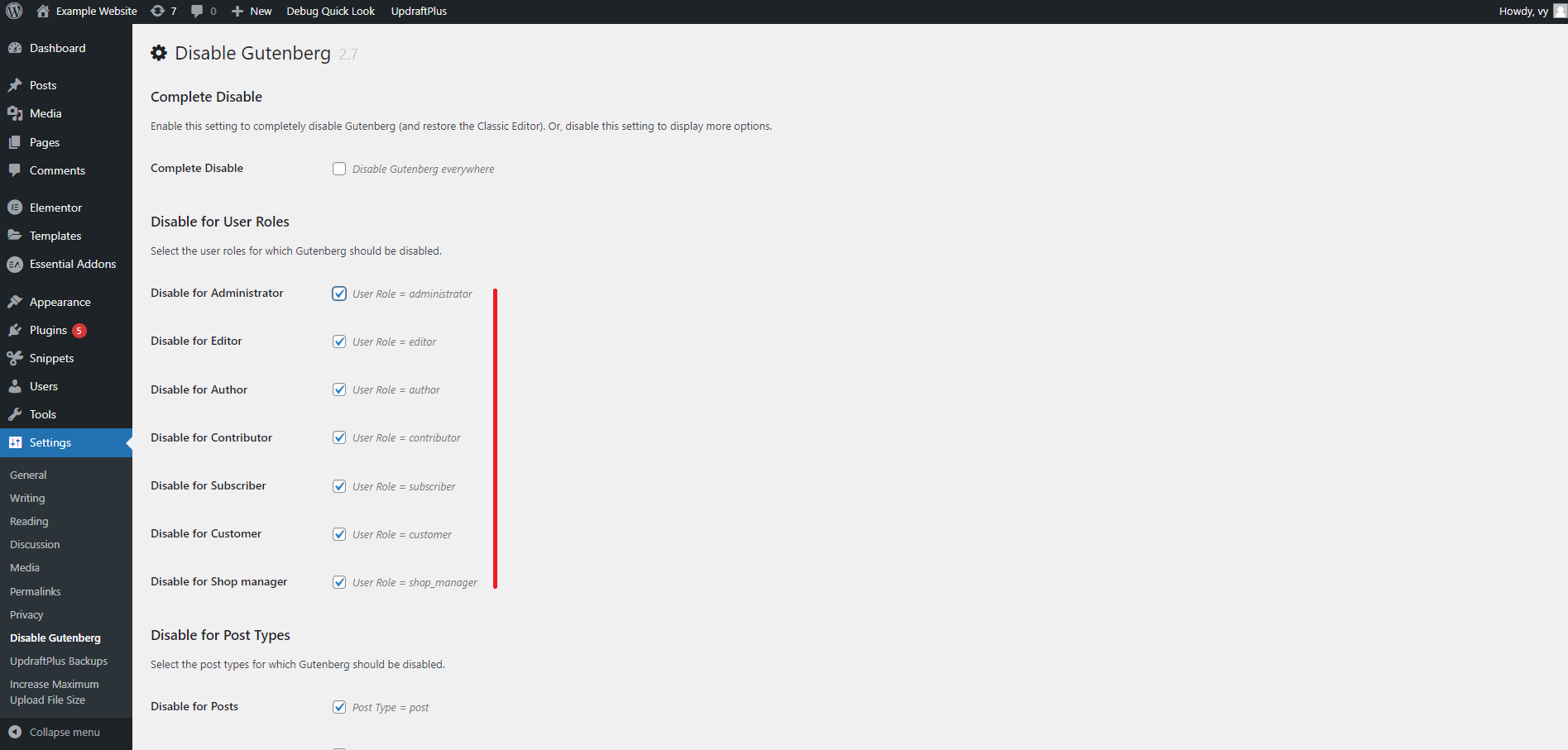 Nonaktifkan Editor Blok Gutenberg 2