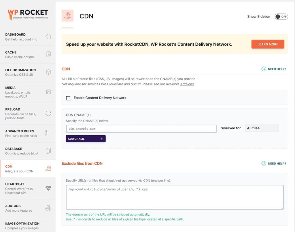 Configurar CDN no WP Rocket