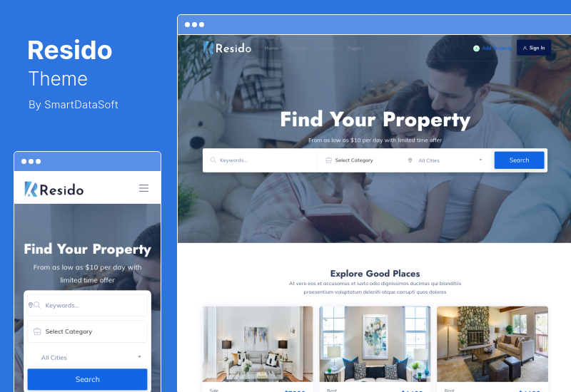 Resido 테마 - 부동산 WordPress 테마