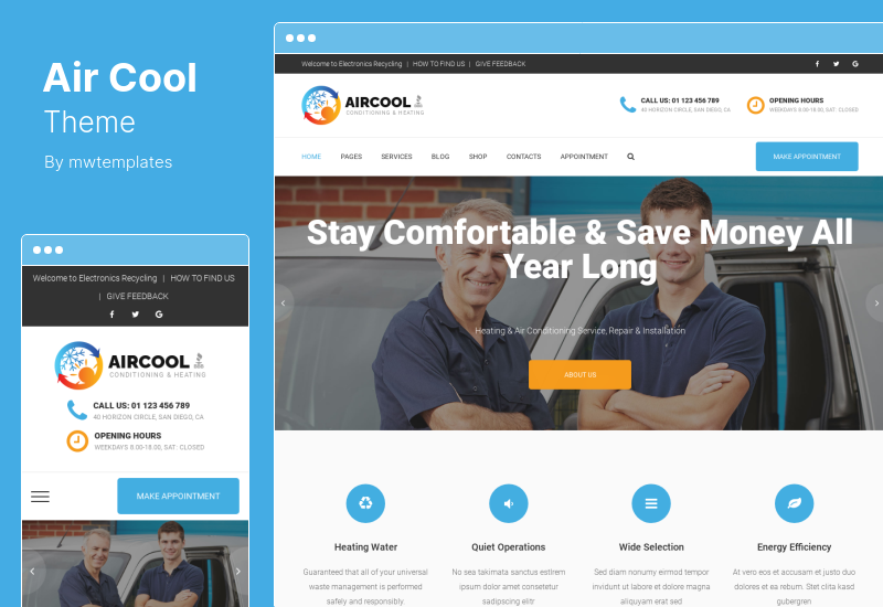 Tema AirCool - Pengkondisian dan Pemanasan Tema WordPress