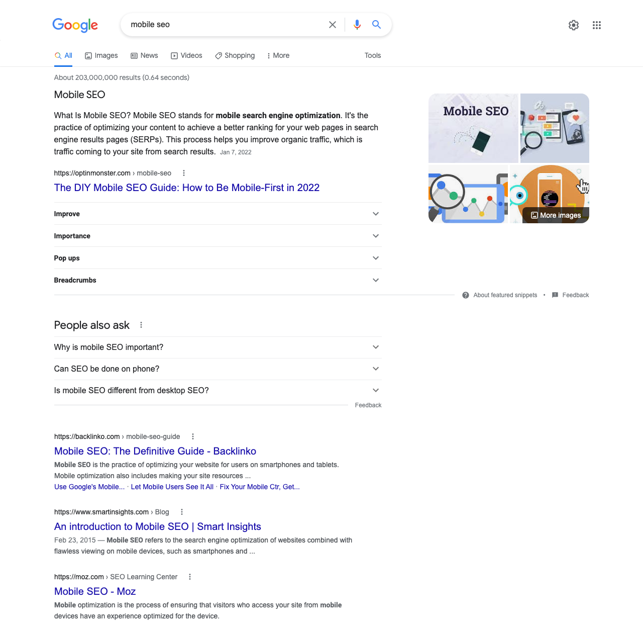 serps de SEO para desktop