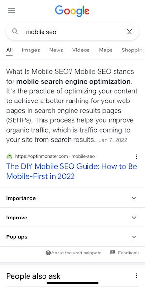 serps de SEO para celular