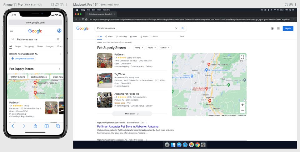 Resultados de pesquisa de SEO para dispositivos móveis
