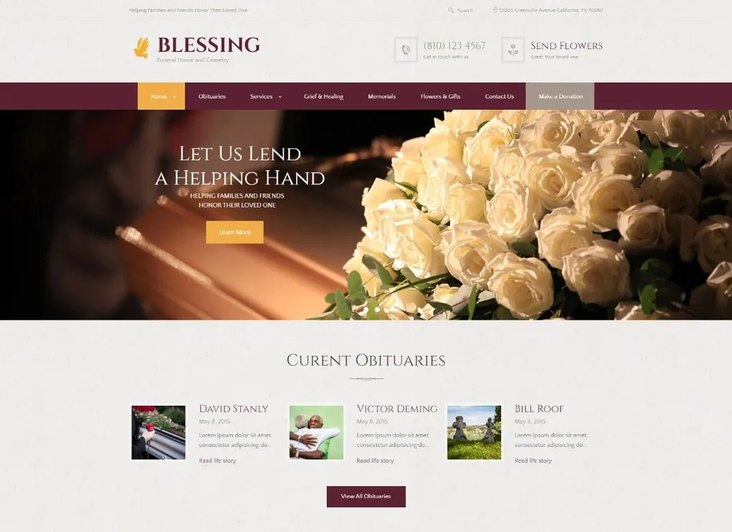Bênção | Tema WordPress Funeral Home