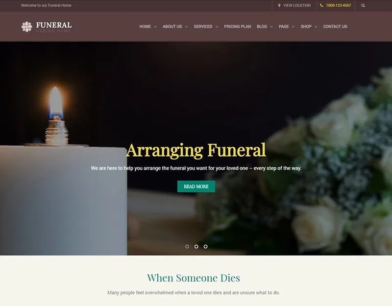 Funeral | Tema WordPress responsivo de serviço funerário