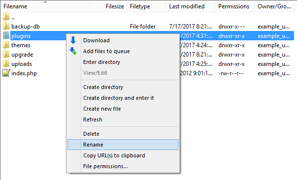 menonaktifkan ftp plugin WordPress