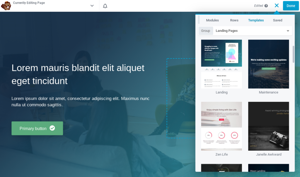 Halaman dibuat dengan template Beaver Builder