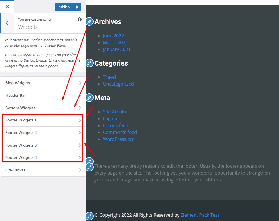 Come creare la migliore intestazione di navigazione per WordPress 13 setup footer menu 1 - BdThemes
