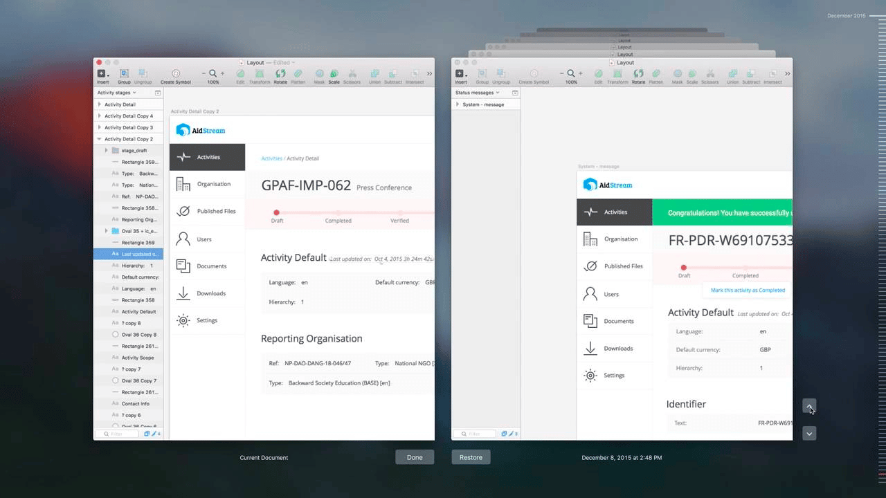 Pulihkan versi sebelumnya dari pekerjaan Anda di Sketch