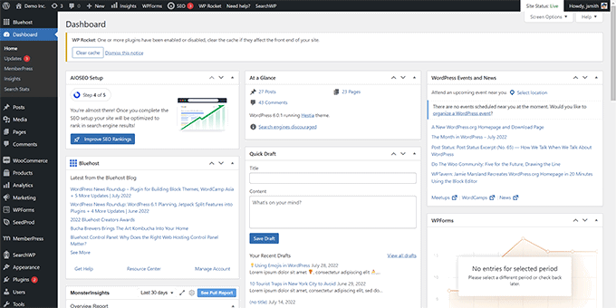 Area admin WordPress yang berantakan Cluttered WordPress admin area
