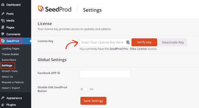 Memverifikasi lisensi SeedProd Anda Verifying your SeedProd license