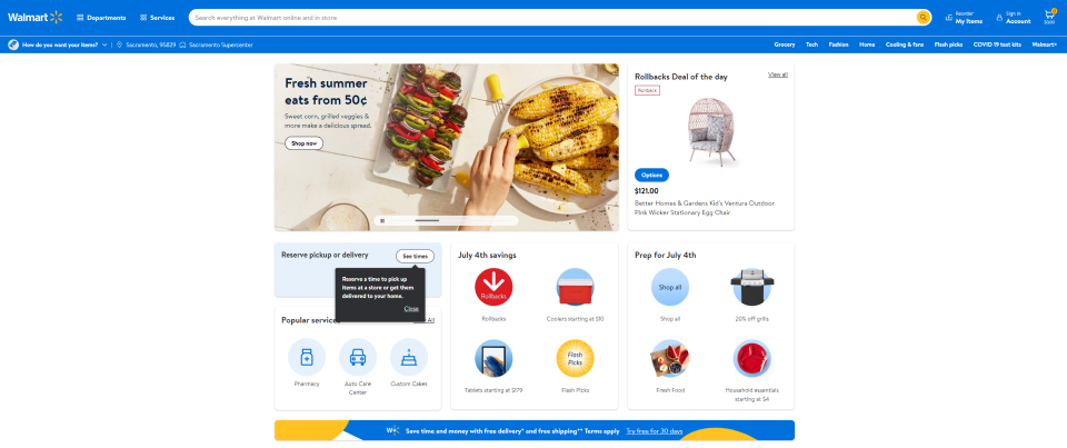 Anúncios e recomendações de produtos omnicanal do Walmart