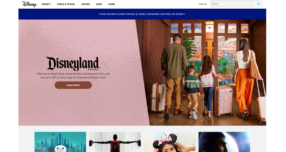 E-mail de marketing do Disney Omnichannel, aplicativo, resorts, cartões de crédito