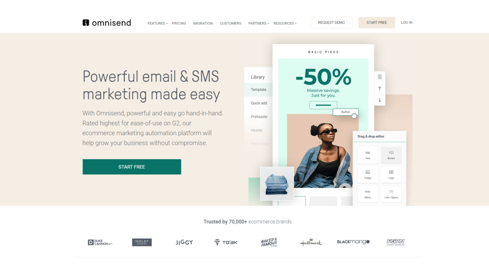 Marketing de comércio eletrônico Omnisend Omnichannel