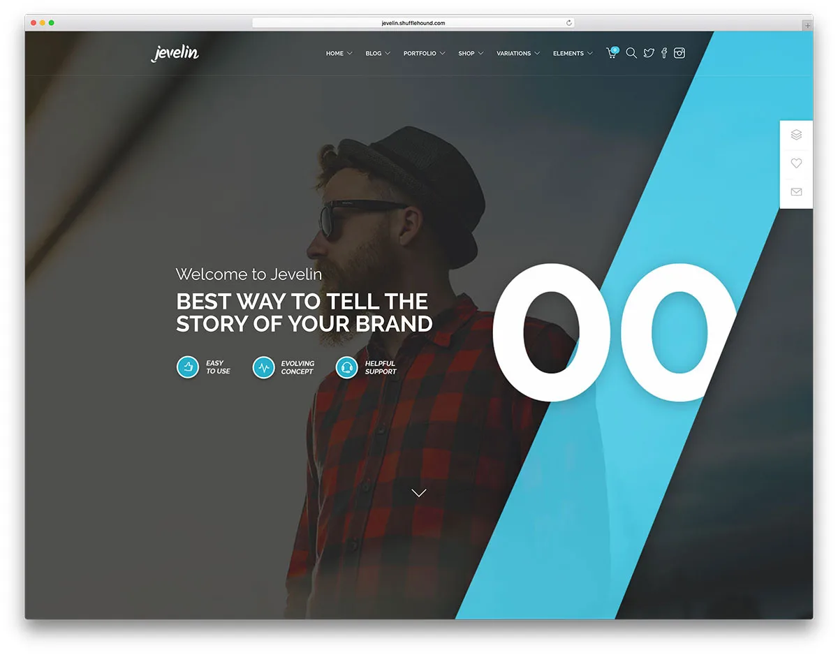 jevelin - tema WordPress yang unik