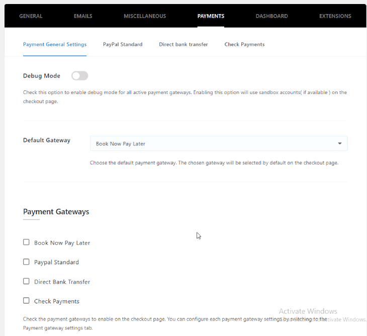 Pengaturan Payment Gateways dari WP Travel Engine