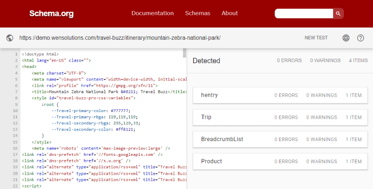 Validator Markup Skema Perjalanan WP