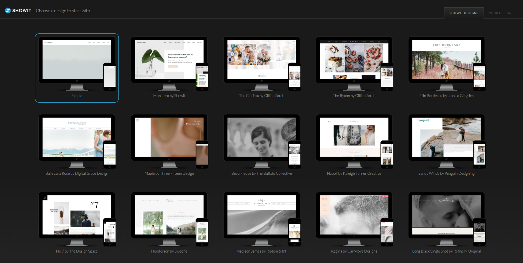 Tema Gratis untuk Situs Web Showit