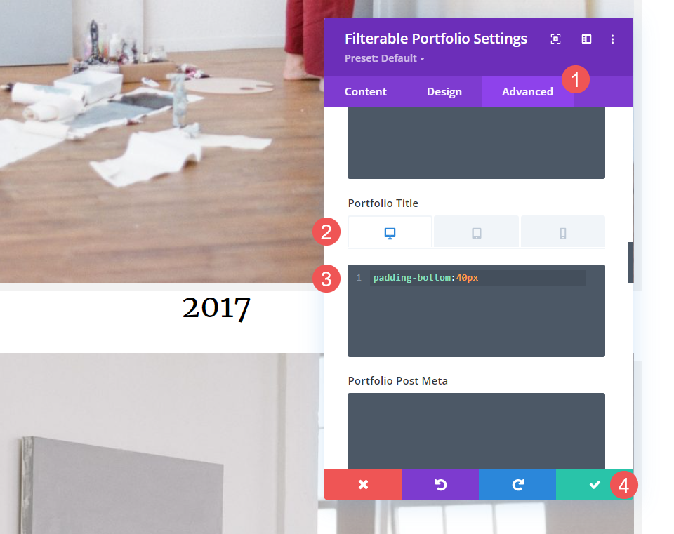 Como estilizar um item de portfólio de layout de largura total