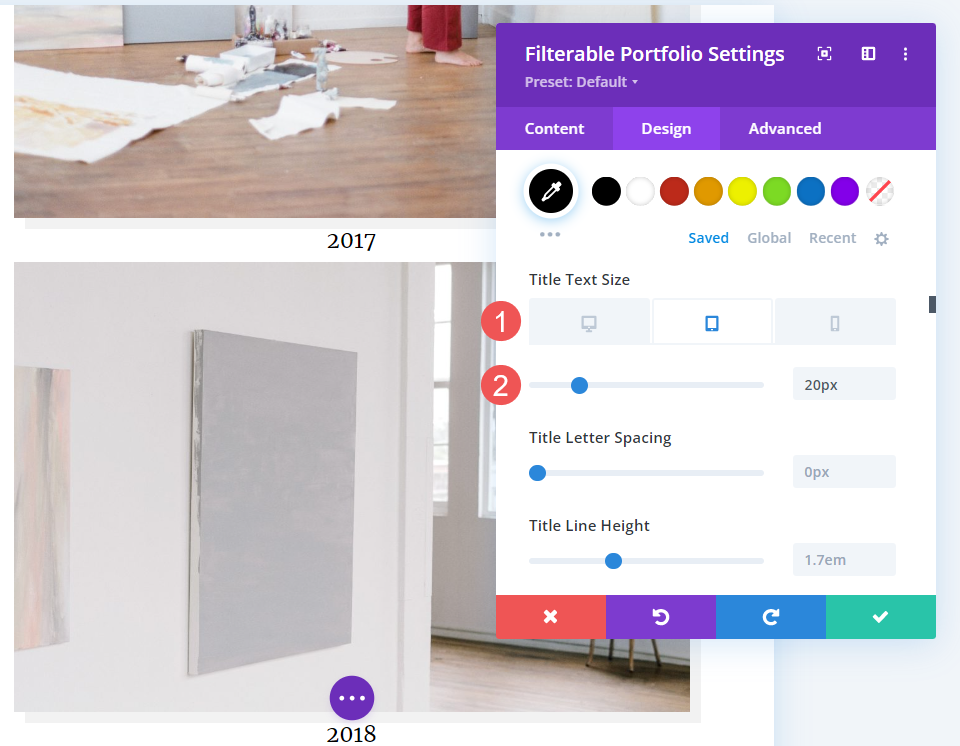 Como estilizar um item de portfólio de layout de largura total
