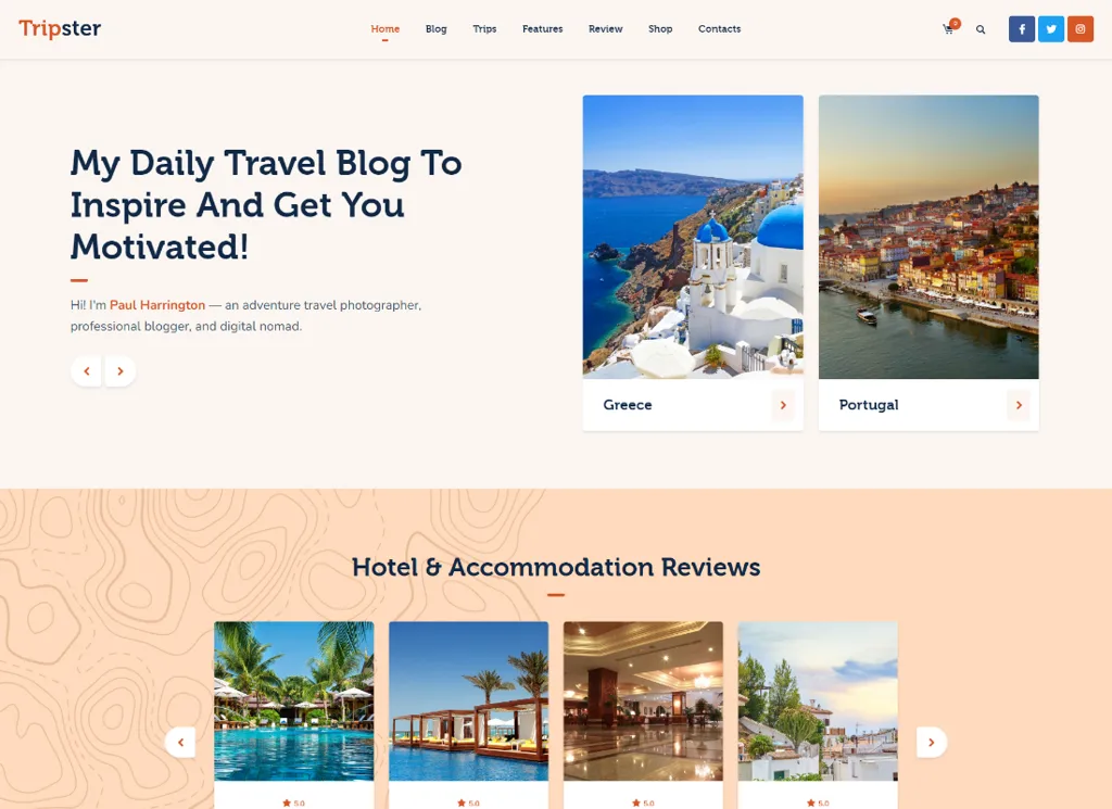 Tripster - Blog WordPress de Viagem e Estilo de Vida