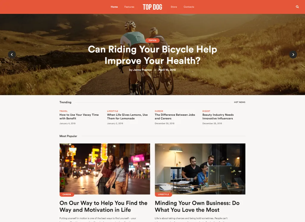 Top Dog - All-in-One Elementor Blog & Magazine Tema WordPress