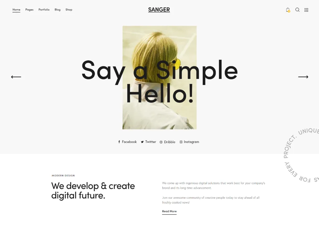Sanger – Persönliches Portfolio für Kreative WordPress Theme