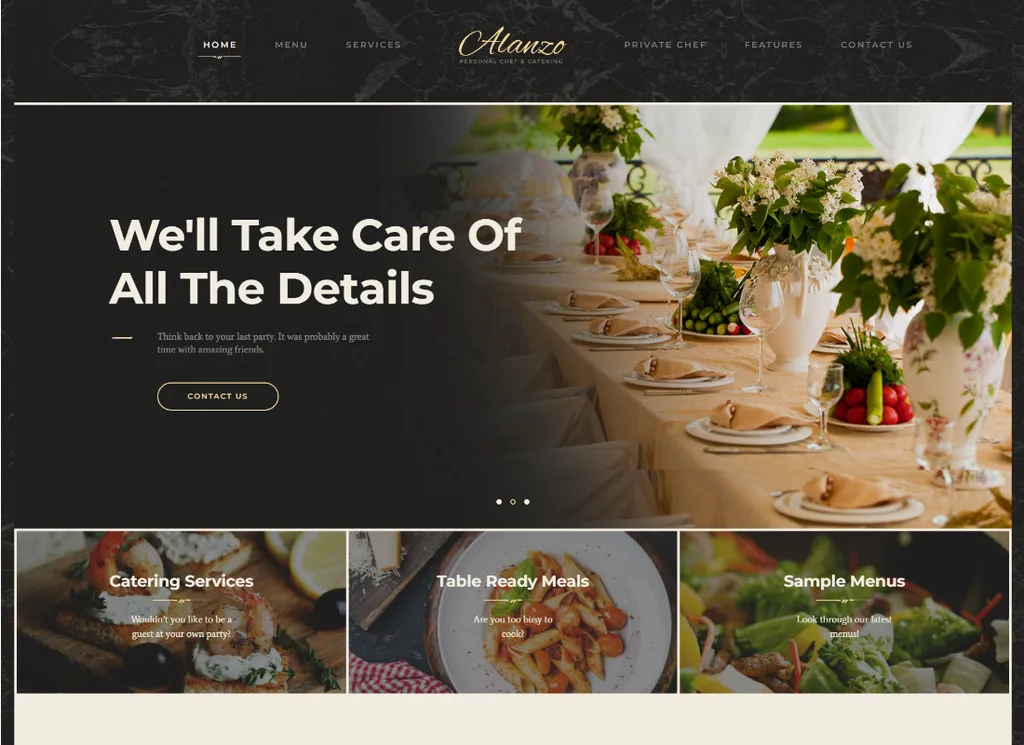 Alanzo | Personal Chef & Hochzeits-Catering-Event WordPress Theme