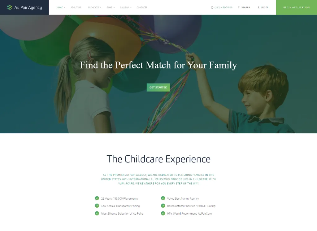Au-Pair | WordPress-Theme für Babysitter- und Nanny-Agenturen