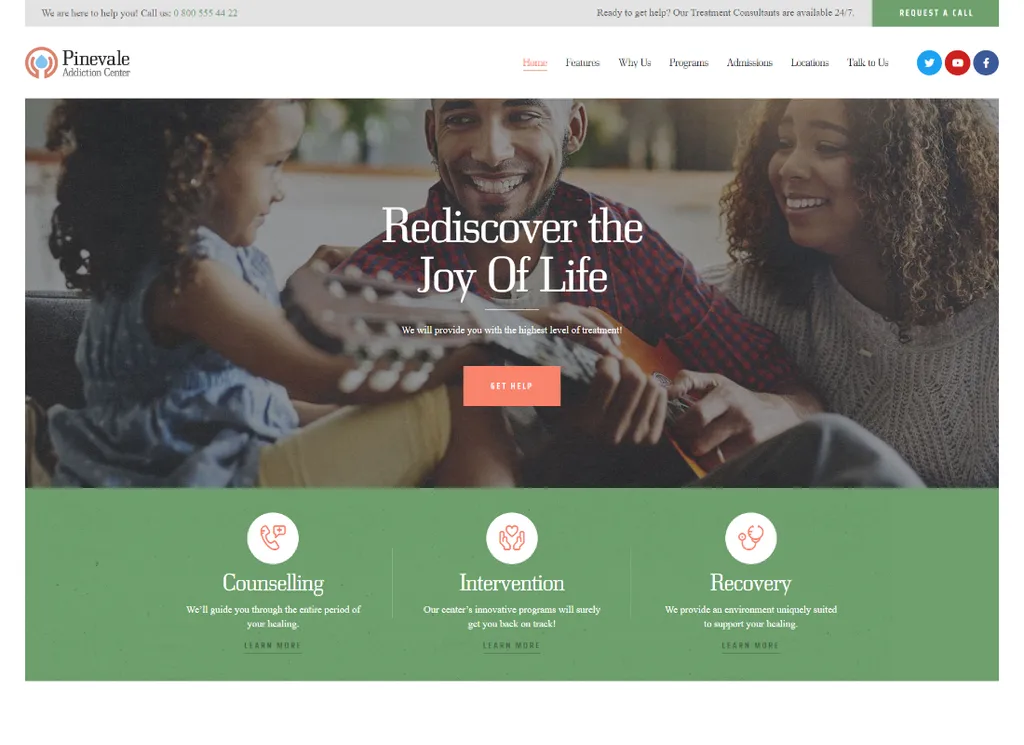 Pinevale | Sucht-Wiederherstellungs- und Rehabilitationszentrum WordPress Theme