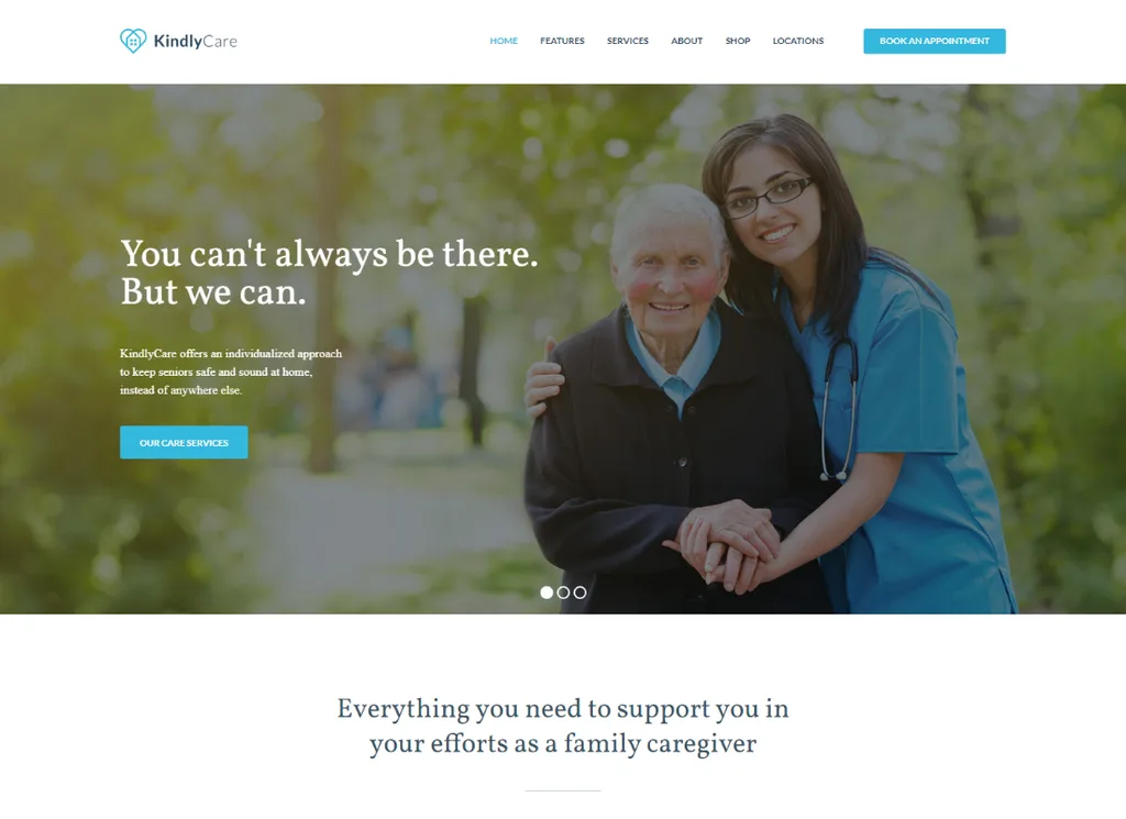 KindlyCare | WordPress-Theme für Seniorenpflege und Medizin