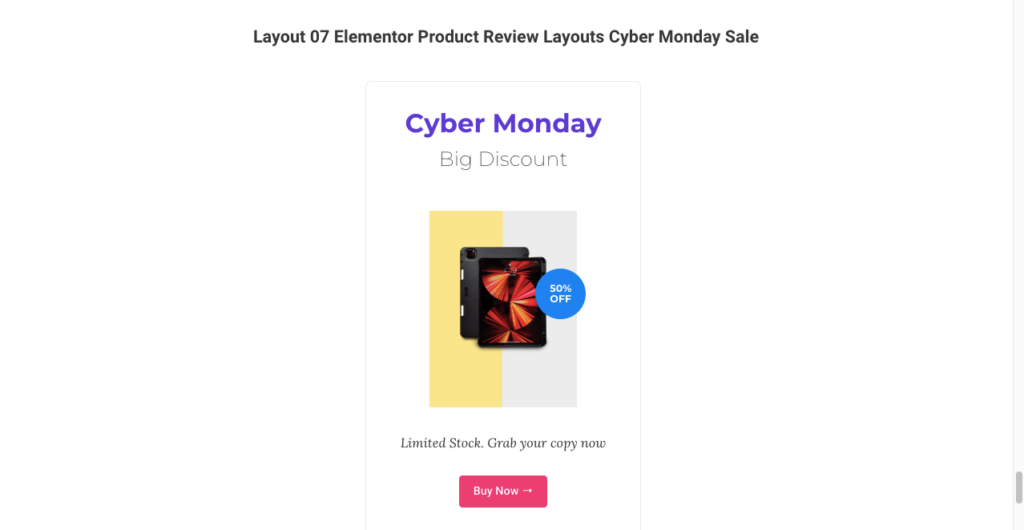 15+ Widget di recensione del prodotto Elementor per creare alcune sezioni di recensione uniche con componenti aggiuntivi felici 12 Product Review Layout with Promotional Material